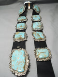 Opulent Vintage Native American Navajo Turquoise Slab Sterling Silver Concho Belt Old-Nativo Arts