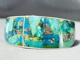 Native American Rare Aqua Turquoise Southwestern Thick Sterling Silver Bracelet Cuff-Nativo Arts