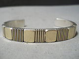 Thick Heavy Vintage Native American Navajo 14k Gold Sterling Silver Bracelet Cuff-Nativo Arts
