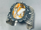 One Of The Most Unique Orange Agate Vintate Native American Navajo Sterling Silver Bracelet-Nativo Arts