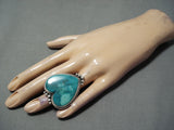 Huge Heart All Love Vintage Native American Navajo Turquoise Sterling Silver Heavy Ring-Nativo Arts
