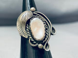 Attractive Vintage Native American Navajo Mother Of Pearl Sterling Silver Ring-Nativo Arts