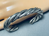 Heavy Coiled Vintage Native American Navajo Hand Woven Sterling Silver Bracelet-Nativo Arts