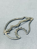 Expressive Vintage Native American Navajo Sterling Silver Bear Pin-Nativo Arts