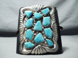 Fabulous Vintage Native American Zuni Sleeping Beauty Turquoise Sterling Silver Bowguard-Nativo Arts