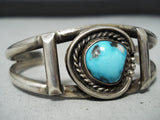 Marvelous Vintage Native American Navajo Bisbee Turquoise Sterling Silver Bracelet Old-Nativo Arts