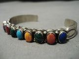 Amazing Willie Begay Vintage Native American Navajo Rainbow Sterling Silver Turquoise Bracelet-Nativo Arts