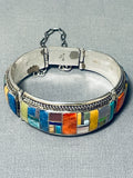 Extremely Intricate Vintage Native American Navajo Turquoise Clasp Sterling Silver Bracelet-Nativo Arts