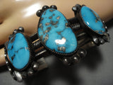 Famous Mystery Artist Vintage Native American Navajo Turquoise Sterling Silver Bracelet Old-Nativo Arts