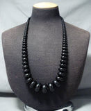 Native American Exquisite Vintage Santo Domingo Jet Sterling Silver Necklace-Nativo Arts