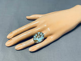Amazing San Felipe Turquoise Sterling Silver Ring Signed-Nativo Arts