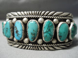 Stunning Vintage Navajo Blue & Green Turquoise Sterling Silver Bracelet Native American-Nativo Arts