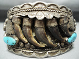 One Of The Most Unique Vintage Native American Navajo Bear Turquoise Sterling Silver Bracelet-Nativo Arts