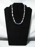 Authentic Vintage Native American Navajo Thomas Singer Lapis Turquoise Sterling Silver Necklace-Nativo Arts