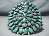 Monster Vintage Native American Navajo Dark Green Turquoise Sterling Silver Bracelet-Nativo Arts