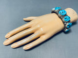 Amazing Vintage Native American Navajo 7 Sleeping Beauty Turquoise Sterling Silver Bracelet-Nativo Arts