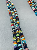 Gorgeous Native American Navajo Turquoise Coral Spiny Lapis Sterling Silver 3 Strand Necklace-Nativo Arts