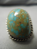 Amazing Vintage Native American Navajo Native Sterling Silver Green Spiderweb Turquoise Ring-Nativo Arts