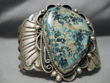 Opulent Vintage Native American Navajo #8 Turquoise Sterling Silver Flank Bracelet Old-Nativo Arts