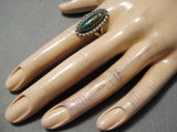 Early Vintage Native American Navajo Cerrillos Turquoise Sterling Silver Ring Old-Nativo Arts