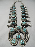 Heavy Authentic Vintage Native American Navajo Turquoise Sterling Silver Squash Blossom Necklace-Nativo Arts