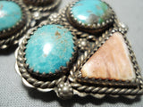Dazzling Vintage Native American Navajo Turquoise Sterling Silver Shell Earrings-Nativo Arts
