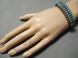 Museum Vintage Zuni Native American Squared Turquoise Sterling Silver Bracelet-Nativo Arts