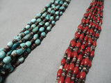 Important Famous Navajo Turquoise Coral Native American Necklace-Nativo Arts