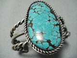 Heavy Coiled Sterling Silver Vintage Native American Navajo Spiderweb Turquoise Bracelet-Nativo Arts