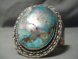 Opulent Vintage Native American Navajo Very Rare Turquoise Sterling Silver Bracelet Old-Nativo Arts