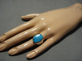 Exquisite Vintage Navajo Turquoise Sterling Silver Native American Ring Old-Nativo Arts