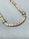 Native American Fabulous Vintage Santo Domingo Brown Shell Heishi Sterling Silver Necklace-Nativo Arts