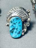 Gasp! Vintage Native American Navajo Turquoise Sterling Silver Necklace Earrings Ring Set-Nativo Arts