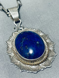 Al Toadacheena Vintage Native American Navajo Lapis Sterling Silver Necklace-Nativo Arts