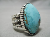 Thick And Heavy!! Vintage Native American Navajo Carico Lake Turquoise Sterling Silver Ring-Nativo Arts
