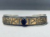 Signed Vintage Native American Navajo Black Onyx Sterling Silver Bracelet-Nativo Arts