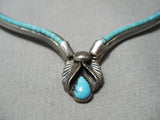 Native American Exceptional Vintage Navajo Turquoise Heishi Sterling Silver Necklace Old-Nativo Arts