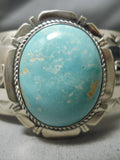 Heavy Vintage Native American Navajo Carico Lake Turquoise Sterling Silver Bracelet-Nativo Arts