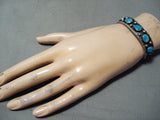 Impressive Vintage Native American Navajo Turquoise Sterling Silver Bracelet Old-Nativo Arts
