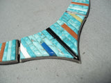 Extremely Rare Vintage Native American Navajo Carico Lake Turquoise Sterling Silver Necklace-Nativo Arts