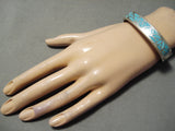 Rare Vintage Zuni Os Nacteva Turquoise Sterling Silver Native American Bracelet-Nativo Arts