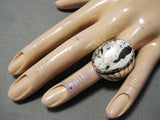 Exquisite Navajo White Buffalo Sterling Silver Ring Native American-Nativo Arts