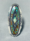 One Of The Best Vintage Native American Navajo Green Turquoise Opal Sterling Silver Ring-Nativo Arts