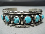 Stunning Vintage Native American Navajo Old Kingman Turquoise Sterling Silver Bracelet-Nativo Arts