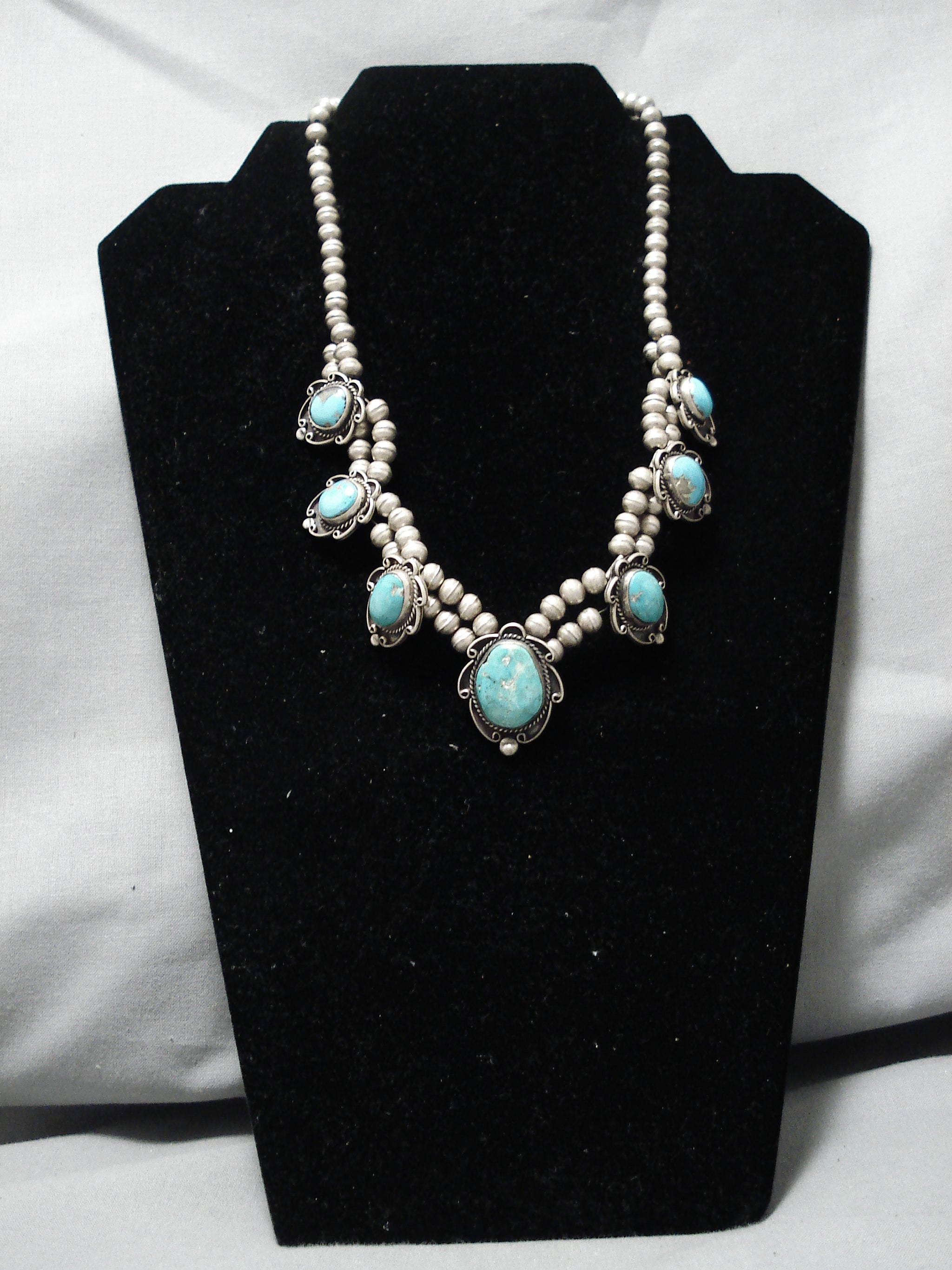 Marvelous Vintage Navajo 7 Station Sterling Silver Native