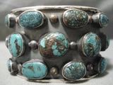Supremely Rare Vintage Native American Navajo Green Bisbee Turquoise Sterling Silver Bracelet-Nativo Arts