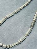 Native American Completely Hand Tooled Vintage Navajo Signed Sterling Silver Necklace-Nativo Arts
