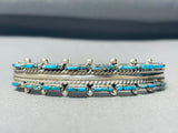Spectacular Vintage Native American Navajo Needle Turquoise Sterling Silver Bracelet-Nativo Arts