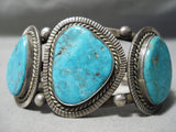 Museum Vintage Native American Navajo #8 Turquoise Sterling Silver Bracelet Old-Nativo Arts