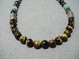 Authentic Vintage Native American Navajo Thomas Singer Turquoise Sterling Silver Necklace-Nativo Arts